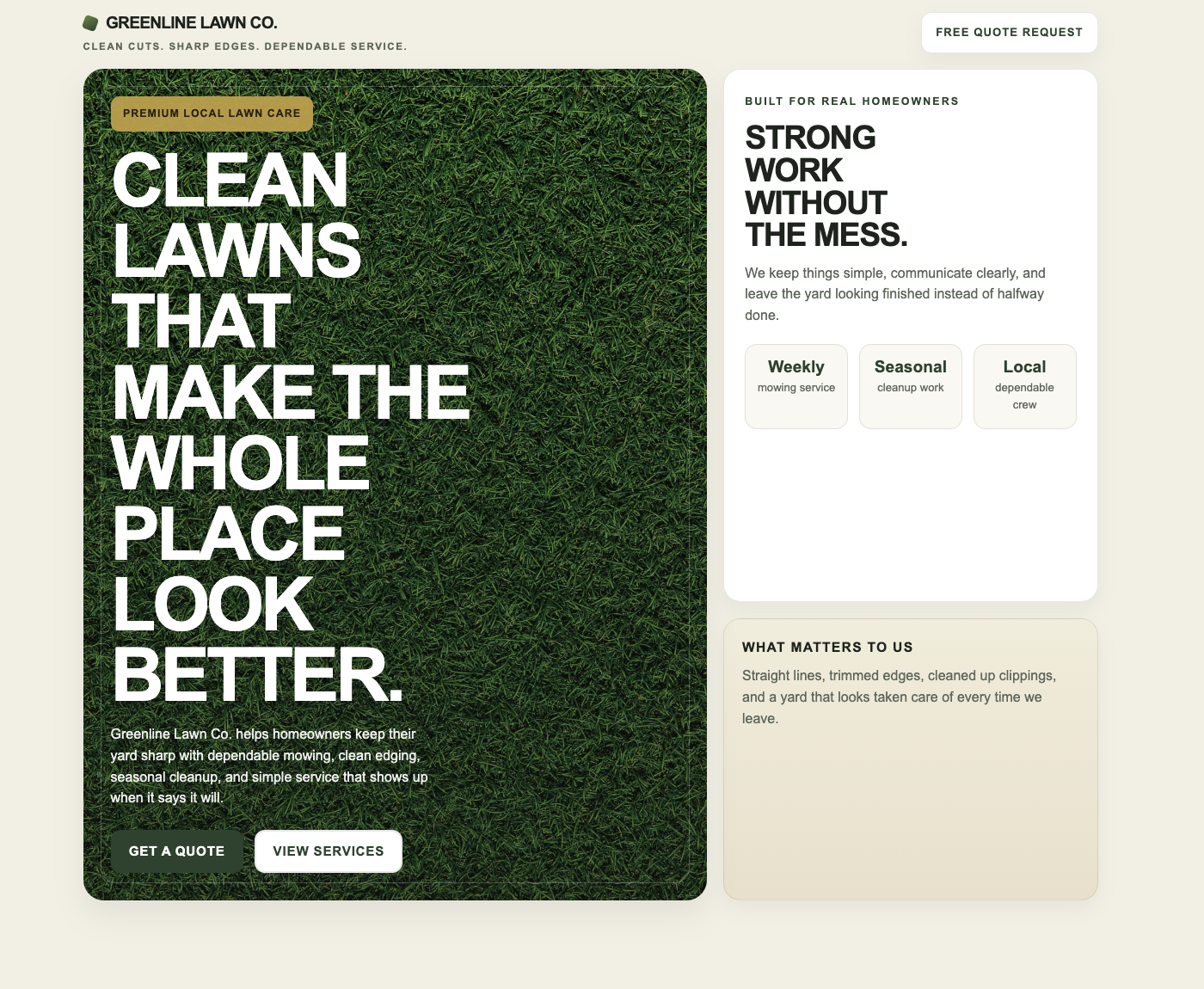 Lawn care website demo preview