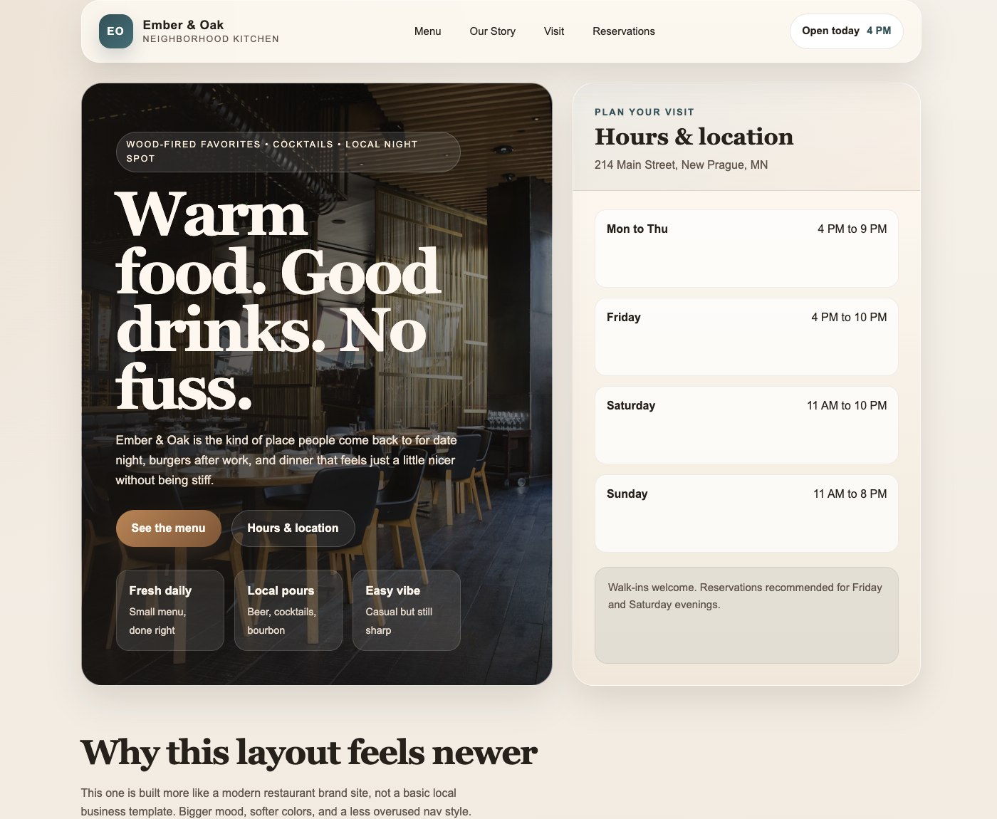 Restaurant website demo preview